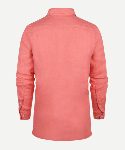 Overhemd linnen regular fit cutaway | Coral Pink