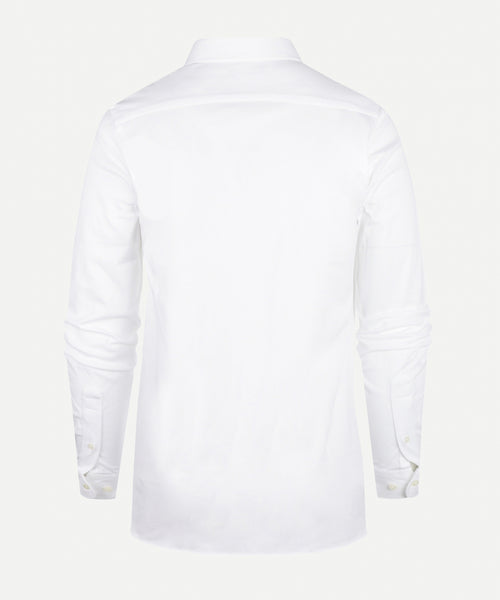 Overhemd stretch piqué regular fit cutaway | White