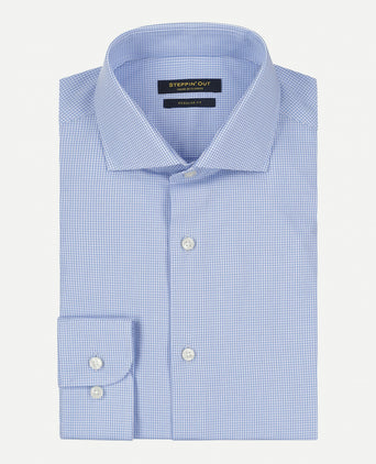 Overhemd geruit regular fit cutaway | Light Blue