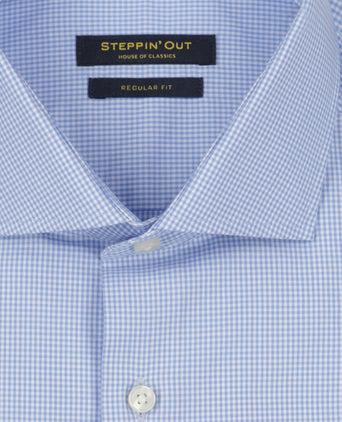 Overhemd geruit regular fit cutaway | Light Blue