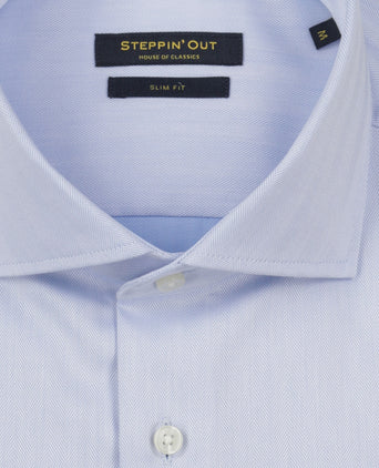 Overhemd Herringbone slim fit cutaway | Light Blue