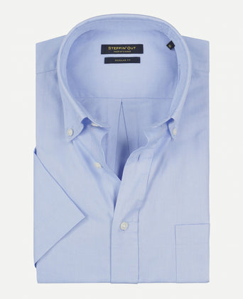 Overhemd regular fit korte mouw | Medium Blue
