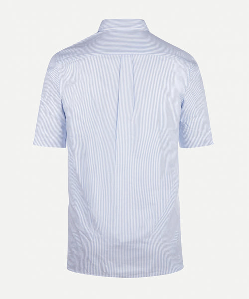 Overhemd gestreept regular fit korte mouw | Light Blue