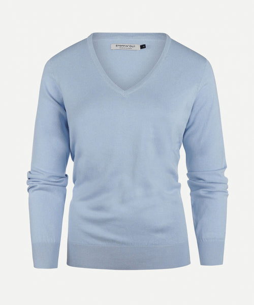 Trui cotton cashmere V-hals | Light Blue