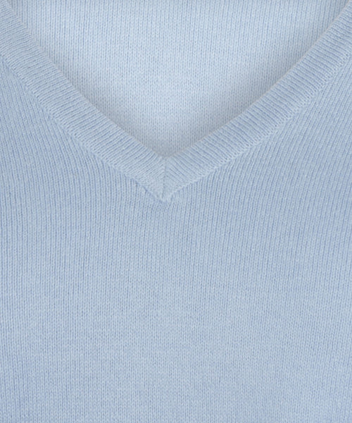Trui cotton cashmere V-hals | Light Blue