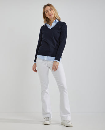 Trui cotton cashmere V-hals | Navy