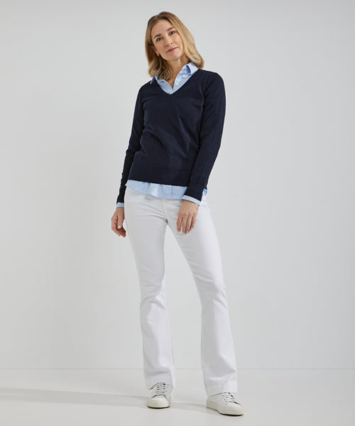 Trui cotton cashmere V-hals | Navy