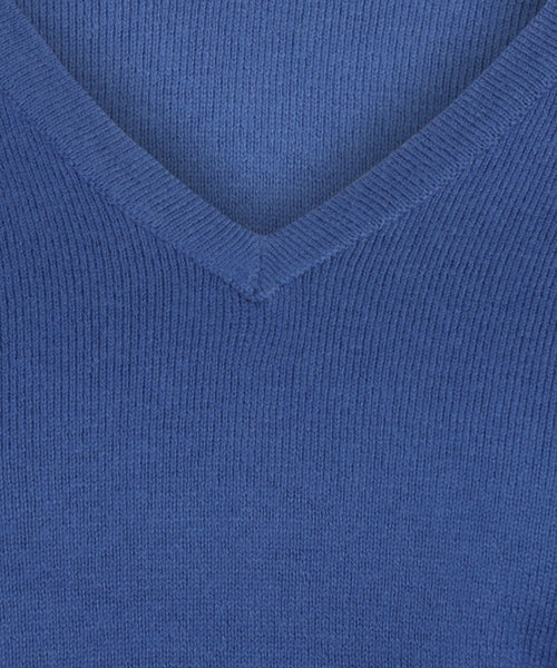 Trui cotton cashmere V-hals | Kobalt