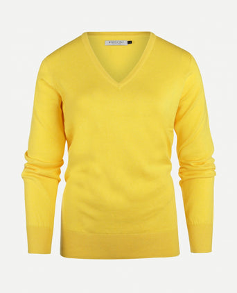 Trui cotton cashmere V-hals | Light Yellow