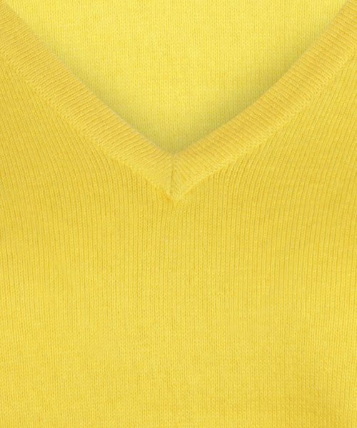 Trui cotton cashmere V-hals | Light Yellow