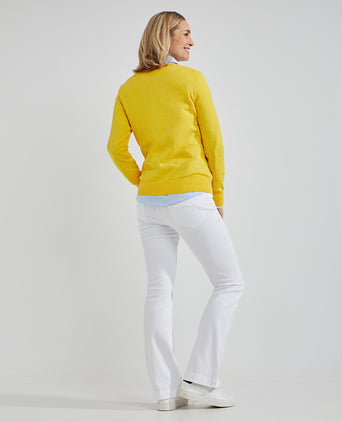 Trui cotton cashmere V-hals | Light Yellow
