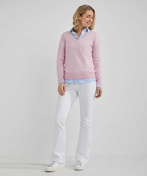 Trui cotton cashmere V-hals | Light Pink