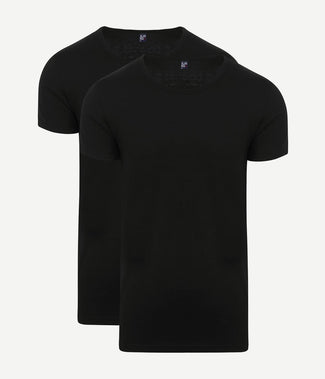 Alan Red brede ronde hals James (2-pack) zwart | Slim-fit Alan Red brede ronde hals James (2-pack) zwart | Slim-fit