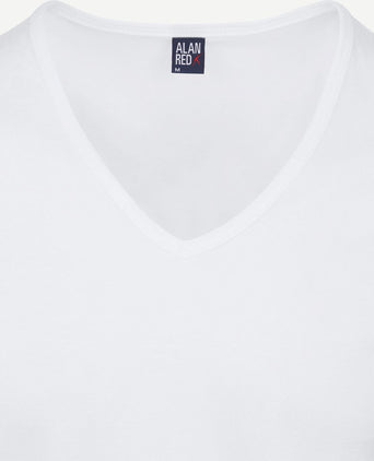 Alan Red Dean v-hals t-shirt wit (2-pack) | Slim-fit