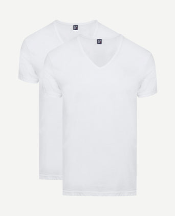 Dean v-hals t-shirt wit (2-pack)
