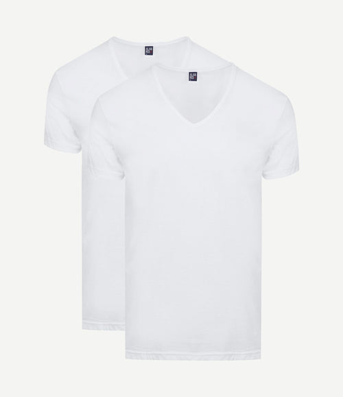 Dean v-hals t-shirt wit (2-pack)
