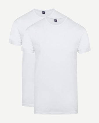 Alan Red Derby extra lange t-shirts wit (2-pack) | Regular-fit