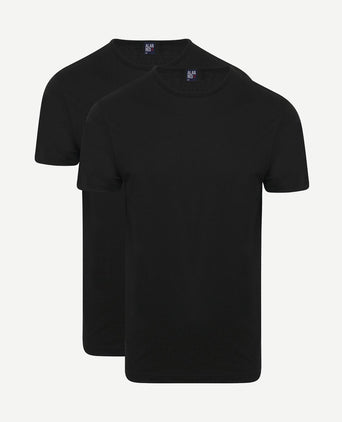 Derby o-hals t-shirt zwart (2-pack)