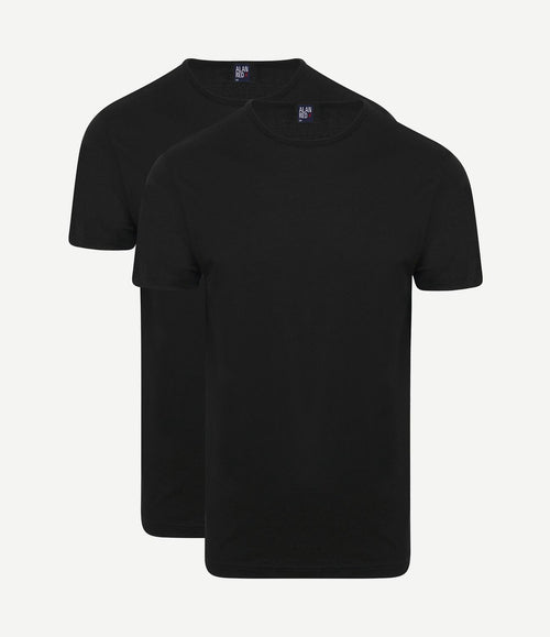 Derby o-hals t-shirt zwart (2-pack)