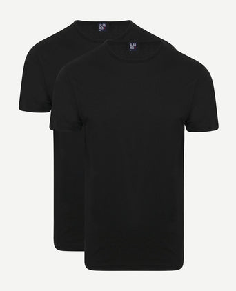 Derby o-hals t-shirt zwart (2-pack)