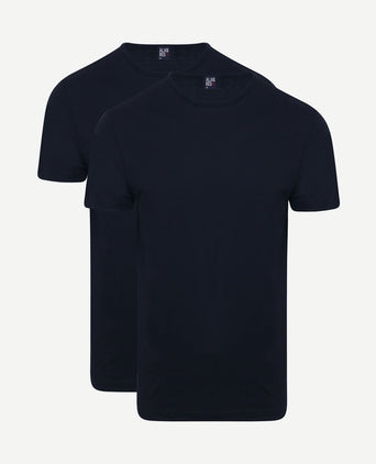 Derby o-hals t-shirt donkerblauw (2-pack)