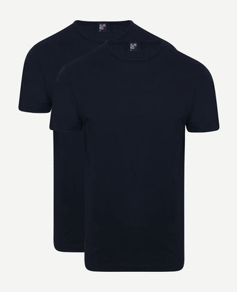 Derby o-hals t-shirt donkerblauw (2-pack)