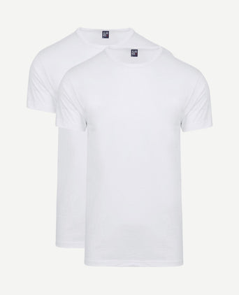 Derby o-hals t-shirt wit (2-pack)