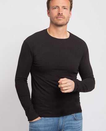 Alan Red Olbia longsleeve t-shirt zwart | Slim-fit