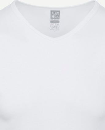 Alan Red Vancouver organic v-hals t-shirt wit (2-pack) | Slim-fit