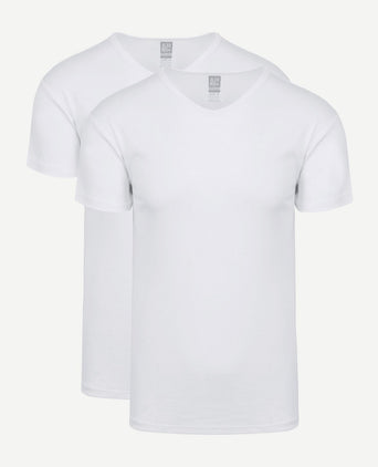 Alan Red Vancouver organic v-hals t-shirt wit (2-pack) | Slim-fit