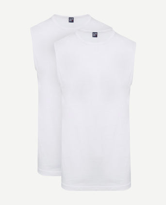 Alan Red t-Montana singlet mouwloos wit (2-pack) | Slim-fit