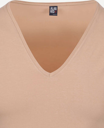 T-shirt NOV v-neck stretch beige (2-pack)