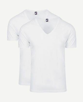 T-shirt (2-pack) NOV extra diepe v-hals stretch