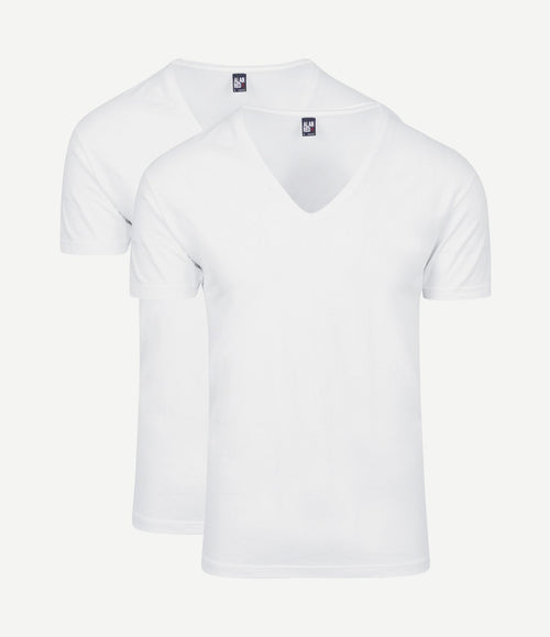 T-shirt (2-pack) NOV extra diepe v-hals stretch