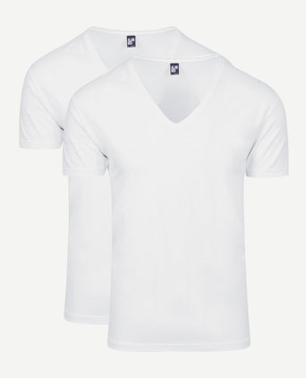 T-shirt (2-pack) NOV extra diepe v-hals stretch