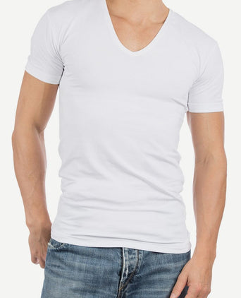 T-shirt NOV v-neck stretch zwart (2-pack)