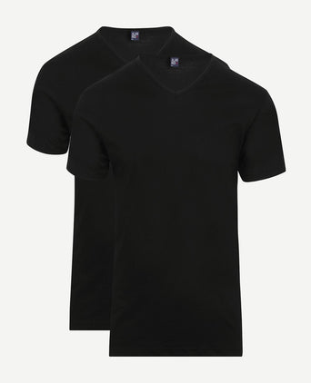 T-shirt v-hals Vermont zwart (2-pack)