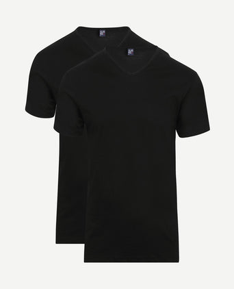 T-shirt v-hals Vermont zwart (2-pack)