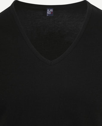 Alan Red v-hals Dean t-shirt (2-pack) zwart | Slim-fit