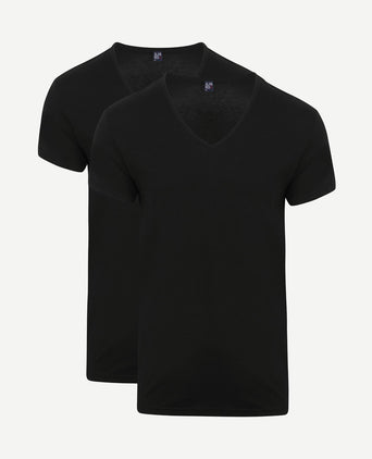 V-hals Dean t-shirt (2-pack) zwart