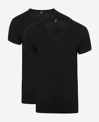 V-hals Dean t-shirt (2-pack) zwart