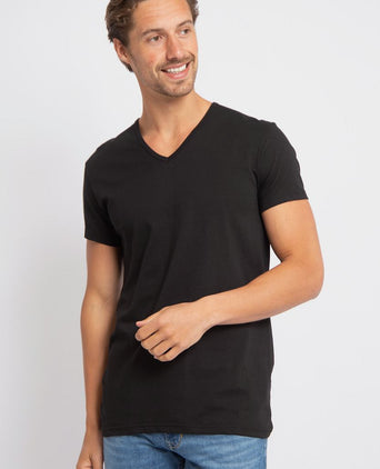 Alan Red v-hals Dean t-shirt (2-pack) zwart | Slim-fit