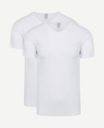 Vancouver organic v-hals t-shirt wit (2-pack)