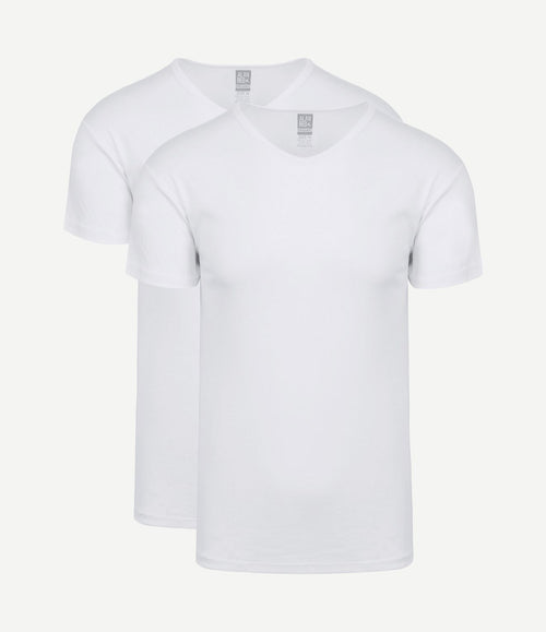 Vancouver organic v-hals t-shirt wit (2-pack)