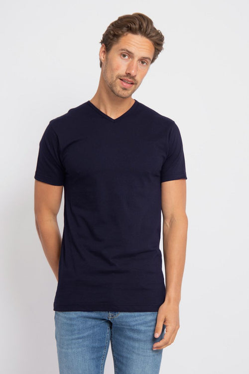 Alan Red Vancouver t-shirt v-hals donkerblauw (2-pack) | Slim-fit