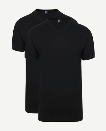 Vermont extra lang v-hals t-shirt zwart (2-pack)