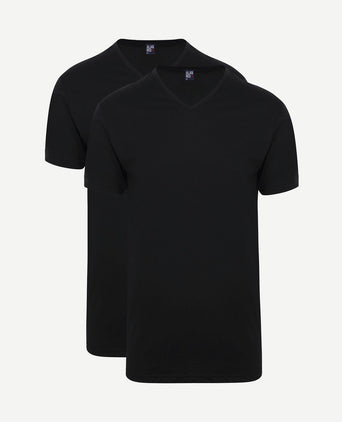 Vermont extra lang v-hals t-shirt zwart (2-pack)