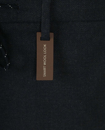 Alberto broek jump flanel herringbone donkerblauw | Slim-fit