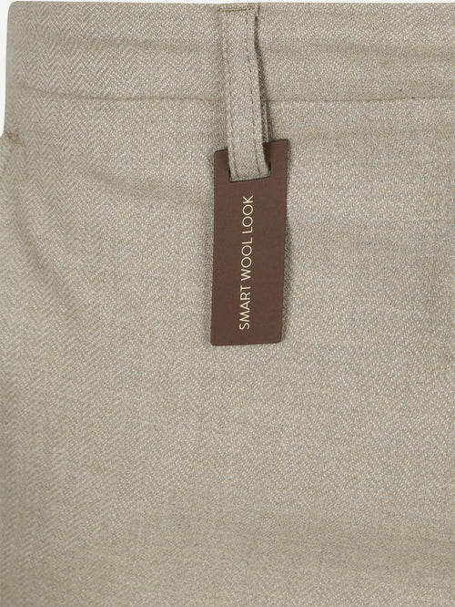 Alberto broek jump flanel herringbone beige | Slim-fit