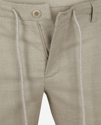 Alberto broek jump flanel herringbone beige | Slim-fit